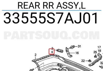 Honda 33555S7AJ01 REAR RR ASSY,L