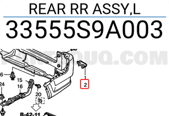 Honda 33555S9A003 REAR RR ASSY,L