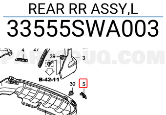 Honda 33555SWA003 REAR RR ASSY,L
