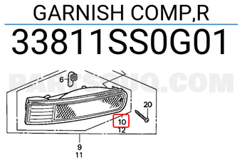 Honda 33811SS0G01 GARNISH COMP,R