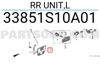 Honda 33851S10A01 RR UNIT,L