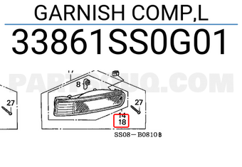 Honda 33861SS0G01 GARNISH COMP,L