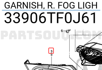 Honda 33906TF0J61 GARNISH, R. FOG LIGH