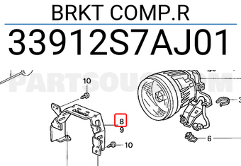 Honda 33912S7AJ01 BRKT COMP.R