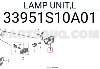Honda 33951S10A01 LAMP UNIT,L