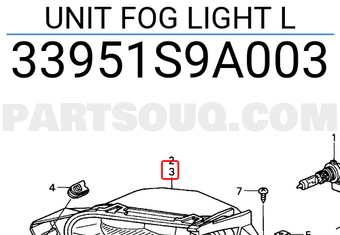 Honda 33951S9A003 UNIT FOG LIGHT L