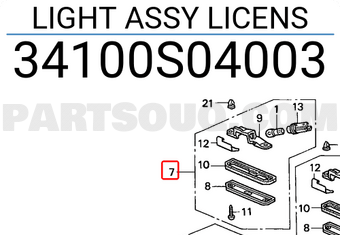 Honda 34100S04003 LIGHT ASSY LICENS