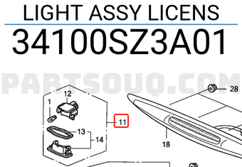 Honda 34100SZ3A01 LIGHT ASSY LICENS