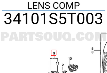 Honda 34101S5T003 LENS COMP