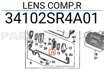 Honda 34102SR4A01 LENS COMP,R