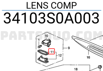 Honda 34103S0A003 LENS COMP