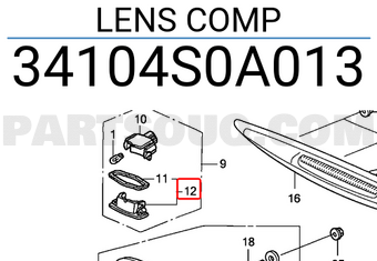 Honda 34104S0A013 LENS COMP