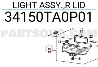 Honda 34150TA0P01 LIGHT ASSY.,R LID