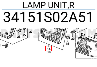 Honda 34151S02A51 LAMP UNIT,R