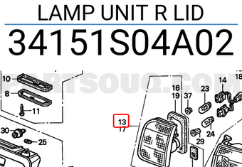 Honda 34151S04A02 LAMP UNIT R LID