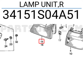 Honda 34151S04A51 LAMP UNIT,R