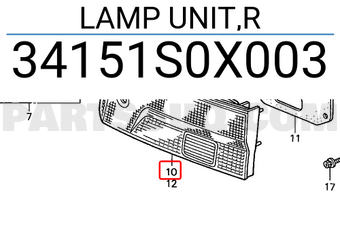 Honda 34151S0X003 LAMP UNIT,R