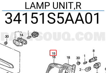 Honda 34151S5AA01 LAMP UNIT,R