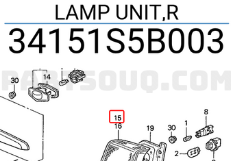 Honda 34151S5B003 LAMP UNIT,R