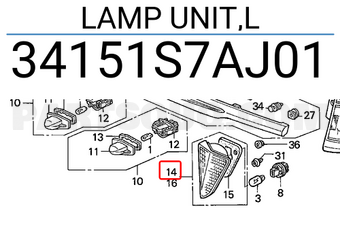Honda 34151S7AJ01 LAMP UNIT,L