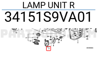 Honda 34151S9VA01 LAMP UNIT R