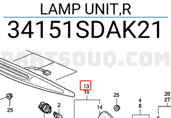 Honda 34151SDAK21 LAMP UNIT,R
