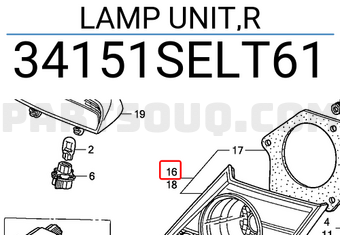 Honda 34151SELT61 LAMP UNIT,R