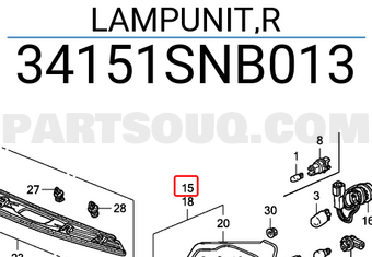Honda 34151SNB013 LAMPUNIT,R