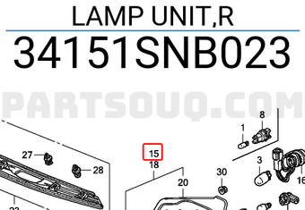 Honda 34151SNB023 LAMP UNIT,R