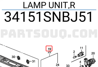 Honda 34151SNBJ51 LAMP UNIT,R