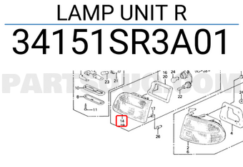 Honda 34151SR3A01 LAMP UNIT R