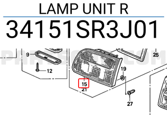 Honda 34151SR3J01 LAMP UNIT R