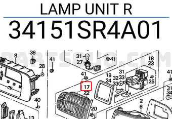 Honda 34151SR4A01 LAMP UNIT R