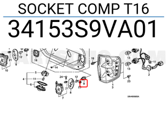 Honda 34153S9VA01 SOCKET COMP T16
