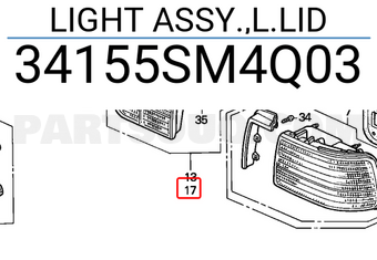 Honda 34155SM4Q03 LIGHT ASSY.,L.LID
