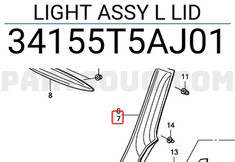 Honda 34155T5AJ01 LIGHT ASSY L LID