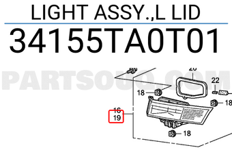 Honda 34155TA0T01 LIGHT ASSY.,L LID