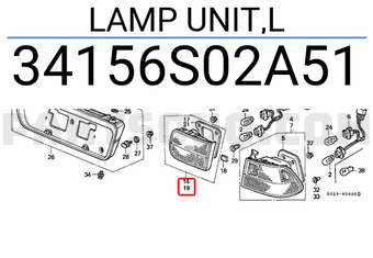 Honda 34156S02A51 LAMP UNIT,L