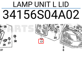 Honda 34156S04A02 LAMP UNIT L LID