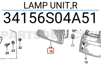 Honda 34156S04A51 LAMP UNIT,R