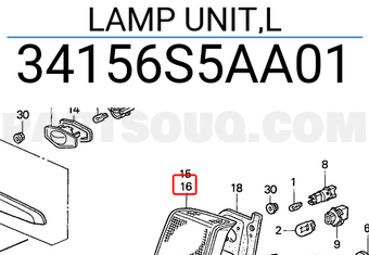 Honda 34156S5AA01 LAMP UNIT,L