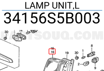 Honda 34156S5B003 LAMP UNIT,L