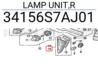 Honda 34156S7AJ01 LAMP UNIT,R