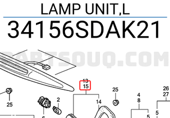 Honda 34156SDAK21 LAMP UNIT,L