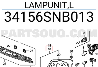 Honda 34156SNB013 LAMPUNIT,L