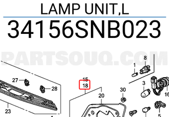 Honda 34156SNB023 LAMP UNIT,L