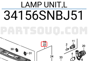 Honda 34156SNBJ51 LAMP UNIT,L