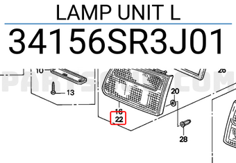 Honda 34156SR3J01 LAMP UNIT L