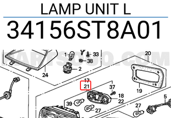 Honda 34156ST8A01 LAMP UNIT L