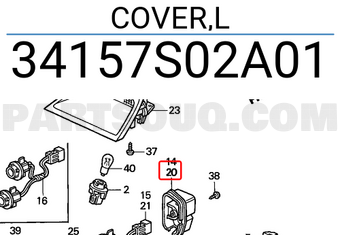 Honda 34157S02A01 COVER,L